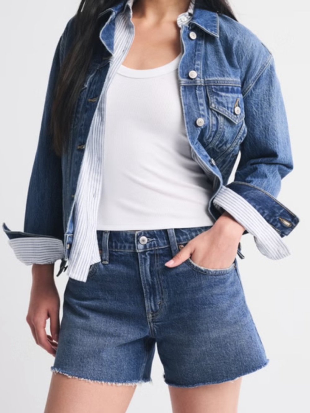Abercrombie & Fitch Medium Blue Mid-Rise Denim Shorts